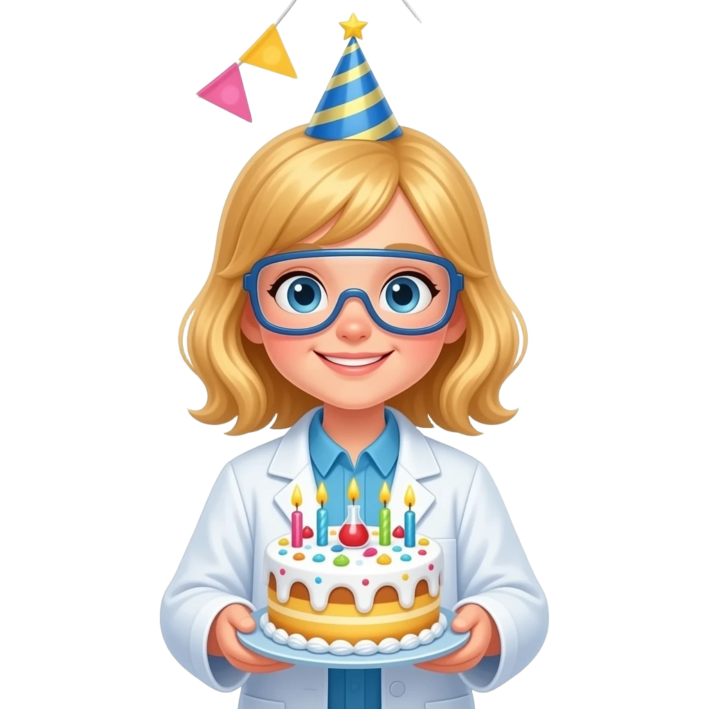10 YEAR OLD BLOND  SCIENTIST GIRL BIRTHDAY THEME emoji