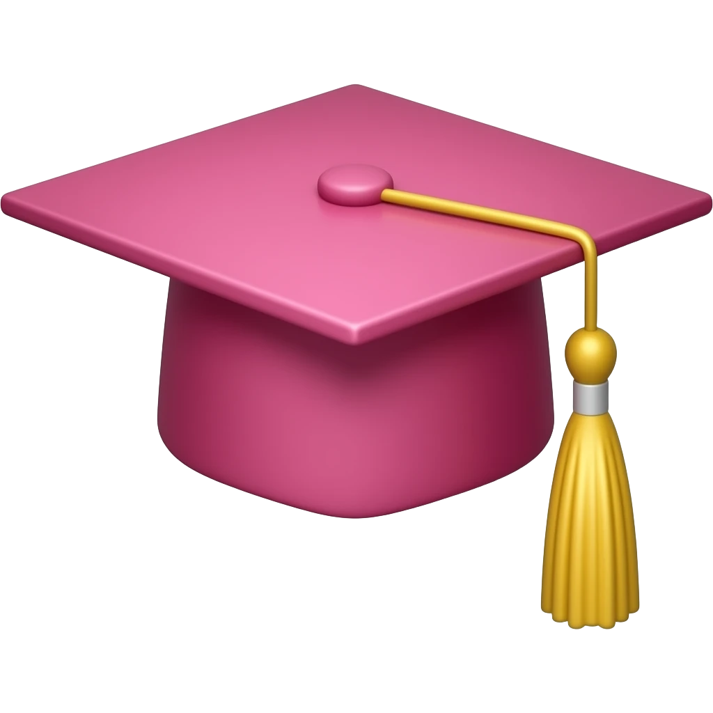 chapeau de diplômée en rose #c9574f et #c2344f emoji