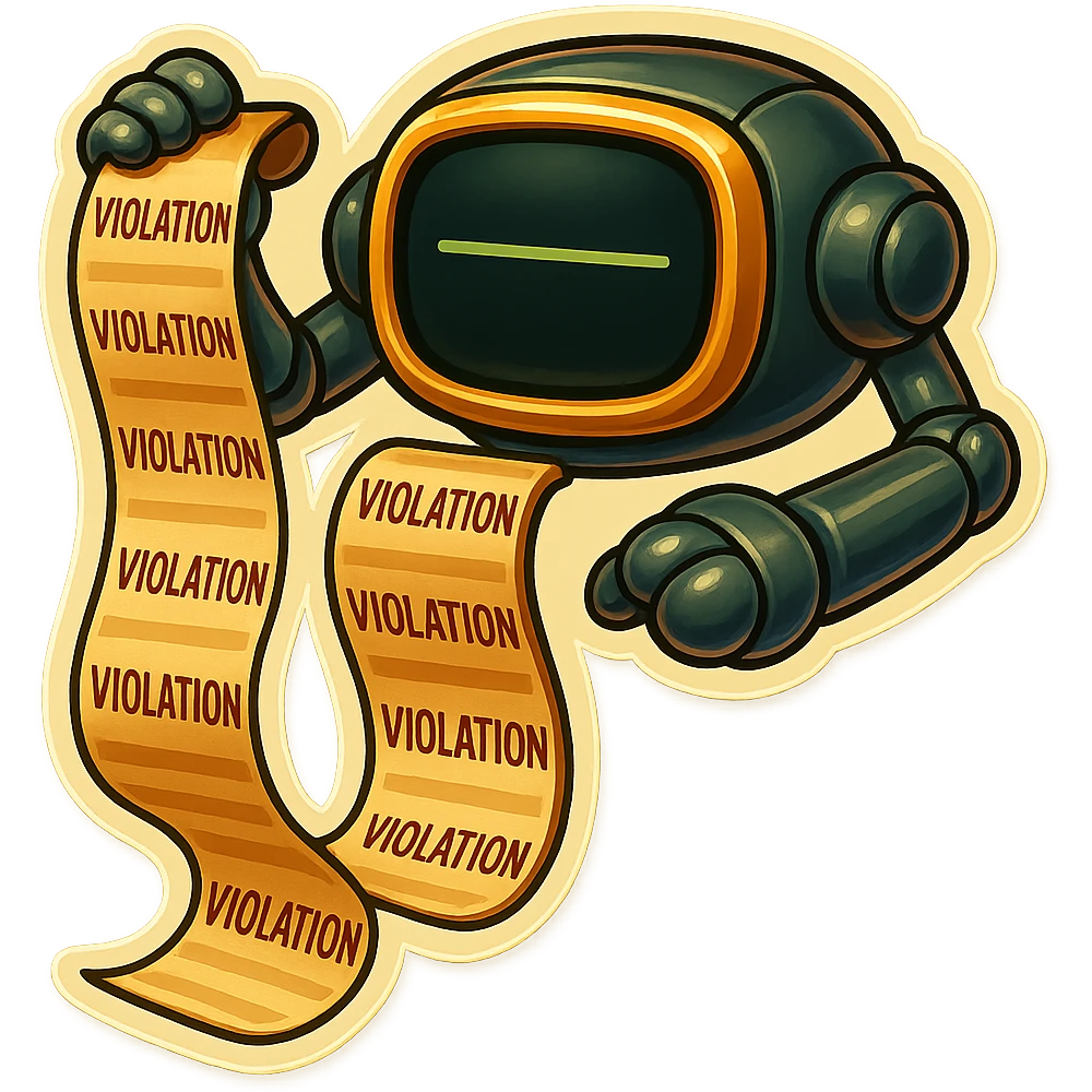 auditor robot prints out violations. no legs. the robot hovers emoji