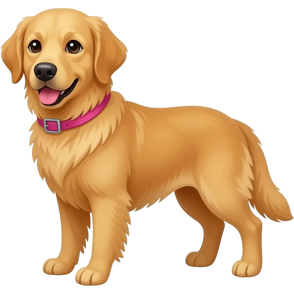 Create a golden retriever with a pink collar emoji