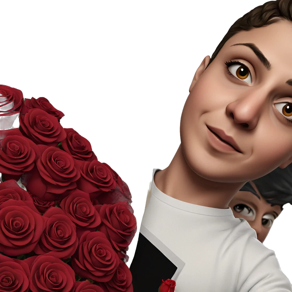 boy with red rose emoji