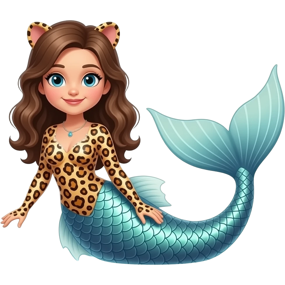 Leopard mermaid in comic version emoji