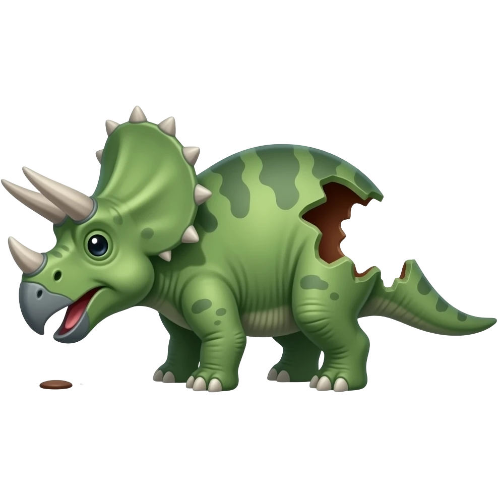 a green triceratops that has been eaten emoji