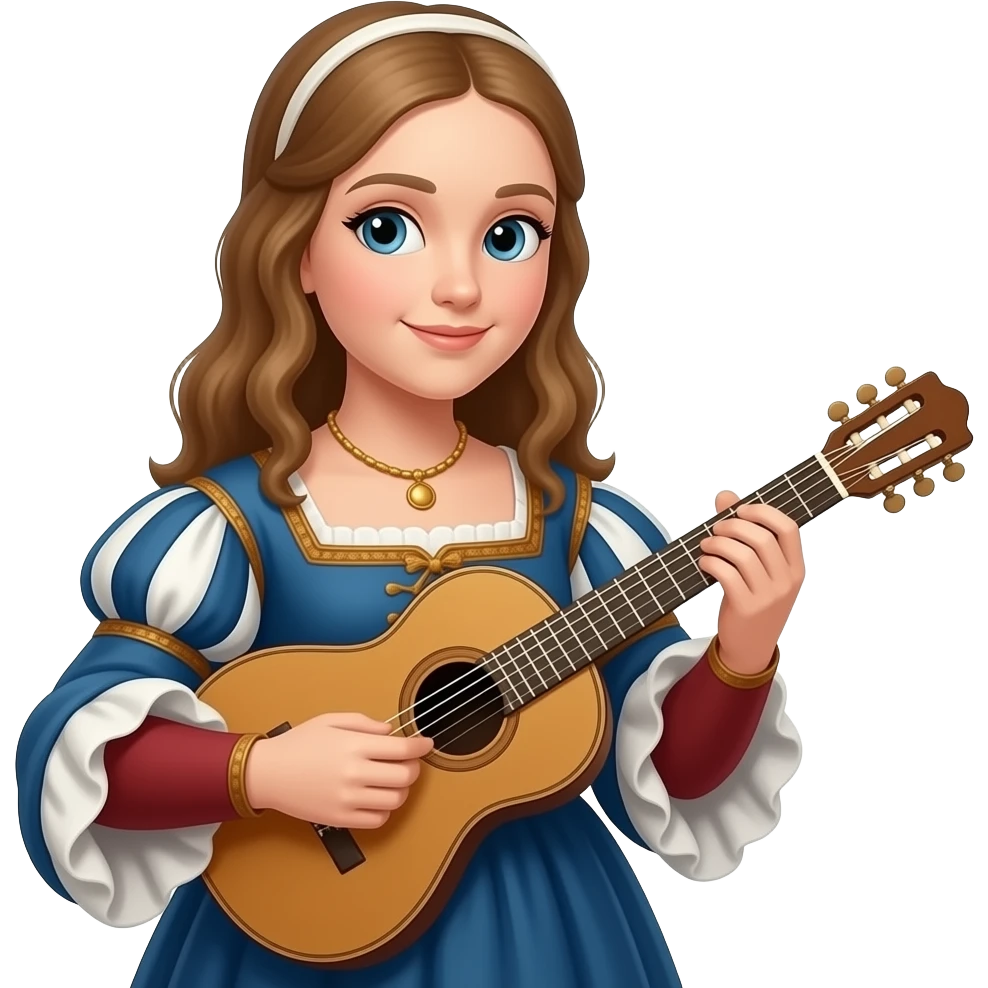 Renaissance girl Playing Music instrument emoji