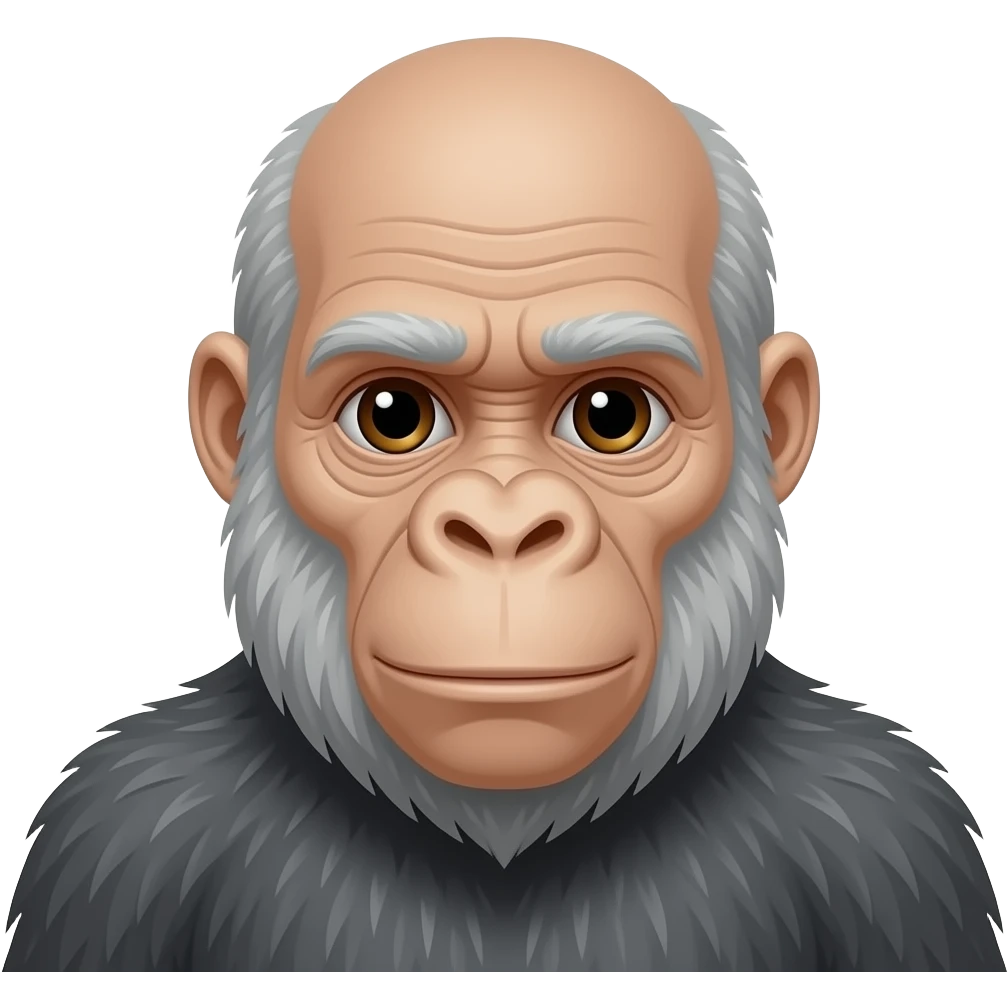 Old gorilla , bald head, gray hair, thin and frail emoji