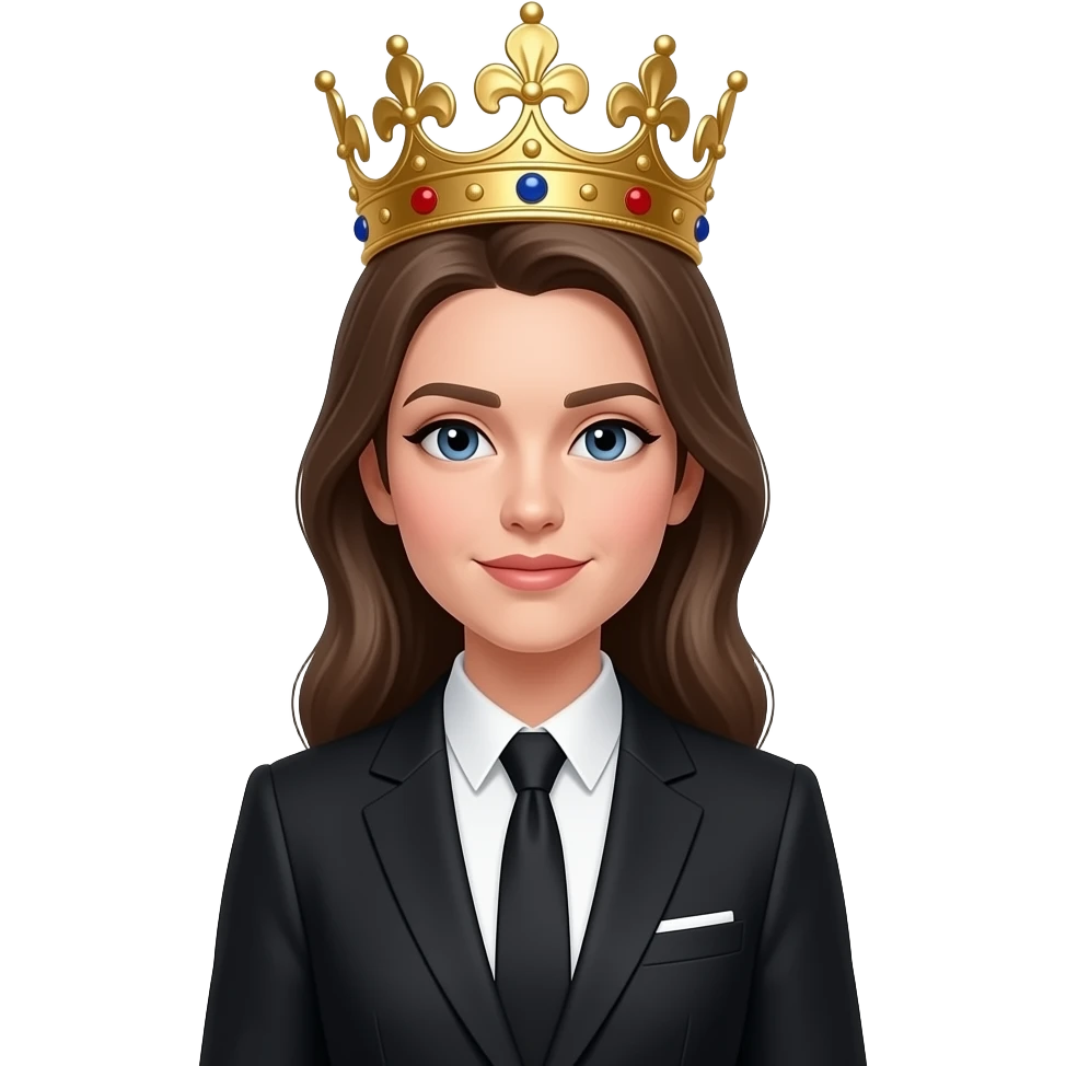queen in suit big crown emoji
