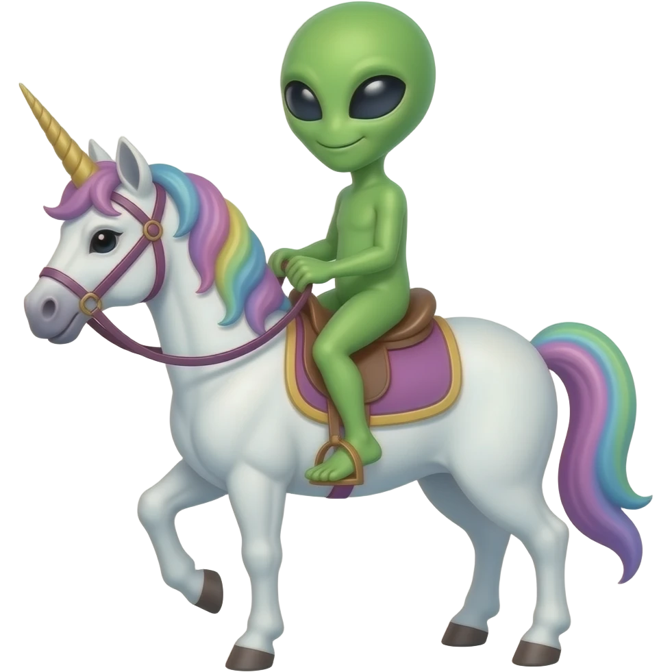 an alien riding aunicorn emoji