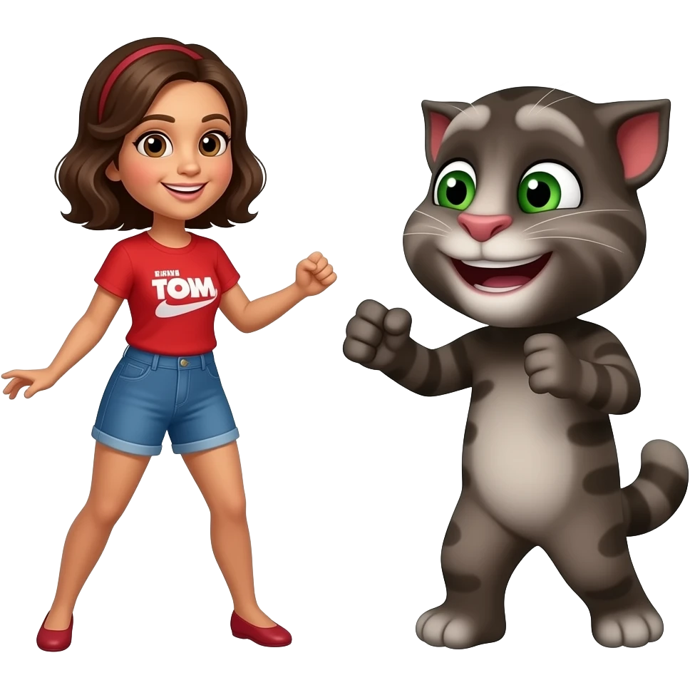 Talking Nina Dobrev and Talking Tom in arrow fight in the house emoji