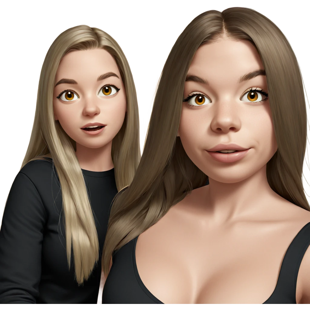 blonde and brown hair girls emoji