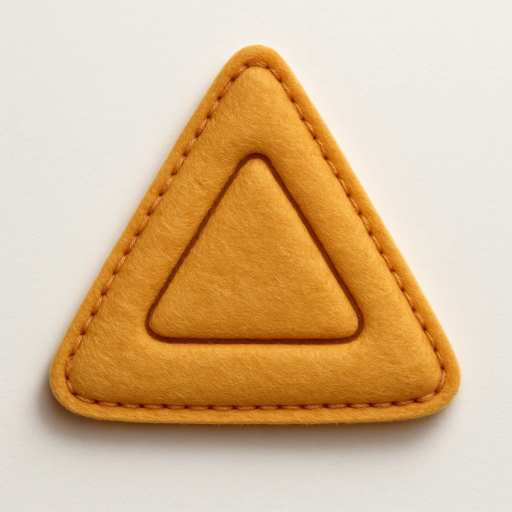 dalgona candy with triangle shape, inspired by Squid Game, felt patch style emoji
