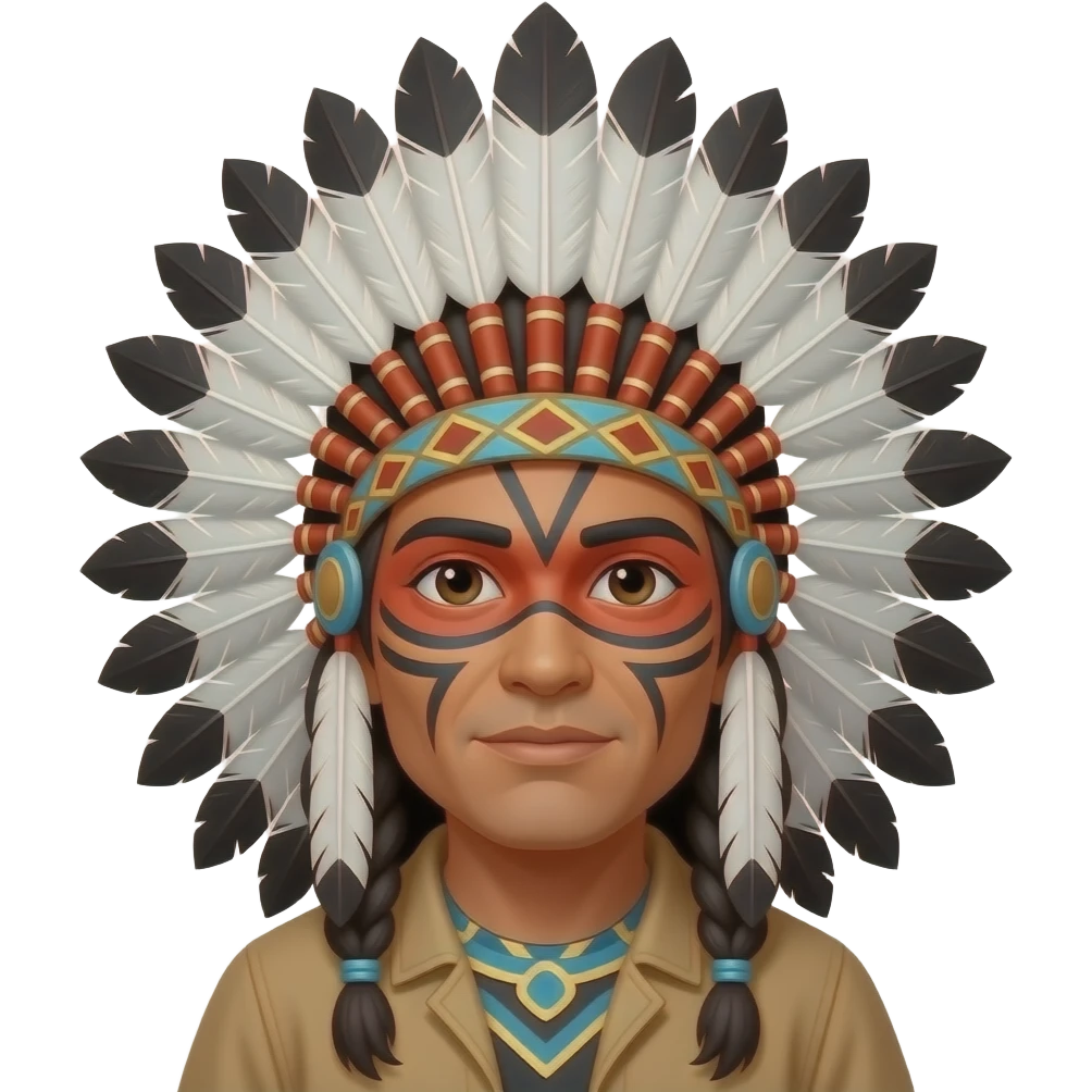 Native American man with headdress with face paint emoji