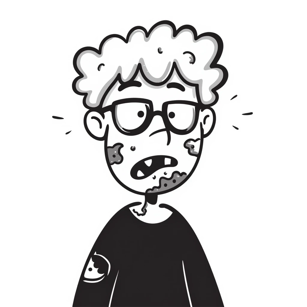 zombie with blond hair and glasses emoji