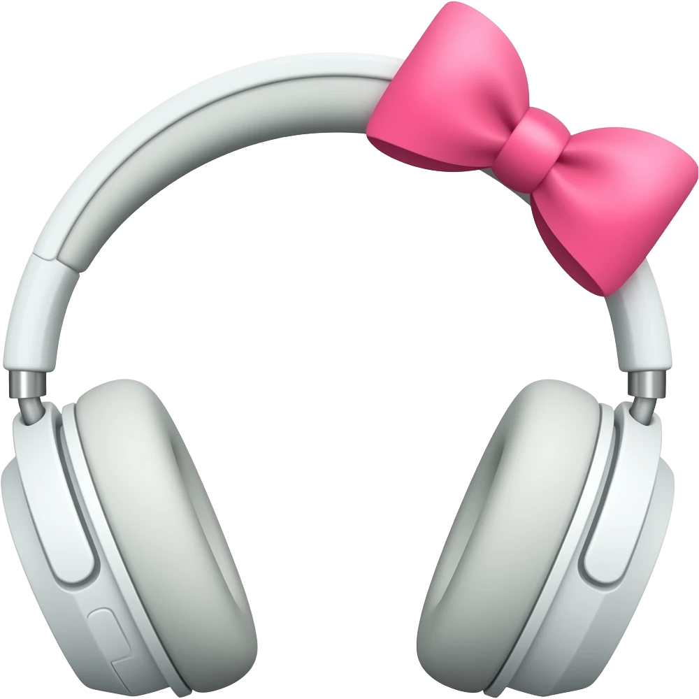 Weiße Kopfhörer mit rosa schleife emoji
