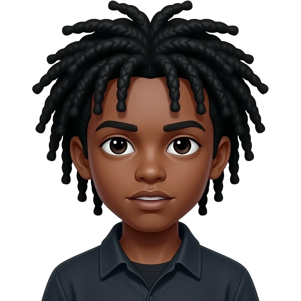 black boy zombie with black hair emo creepy dreads scary, black eyes emoji