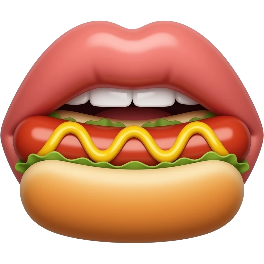 big puffy filler lips sucking hotdog emoji