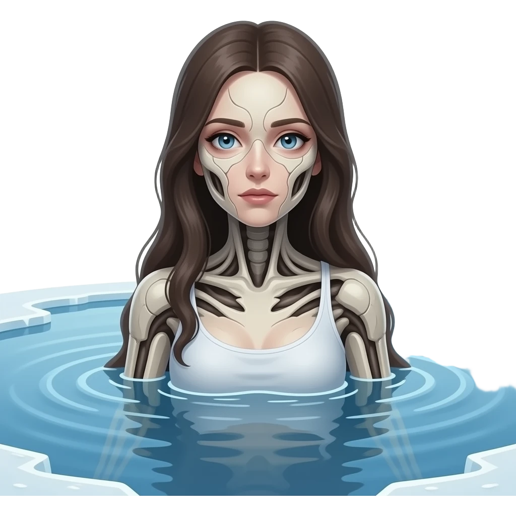 deformed ethereal upper body maiden's corpse hovers over frozen lake - a Gustave Doré piece, depicting traitors frozen in a lake of ice in the ninth circle of Dante's Inferno emoji