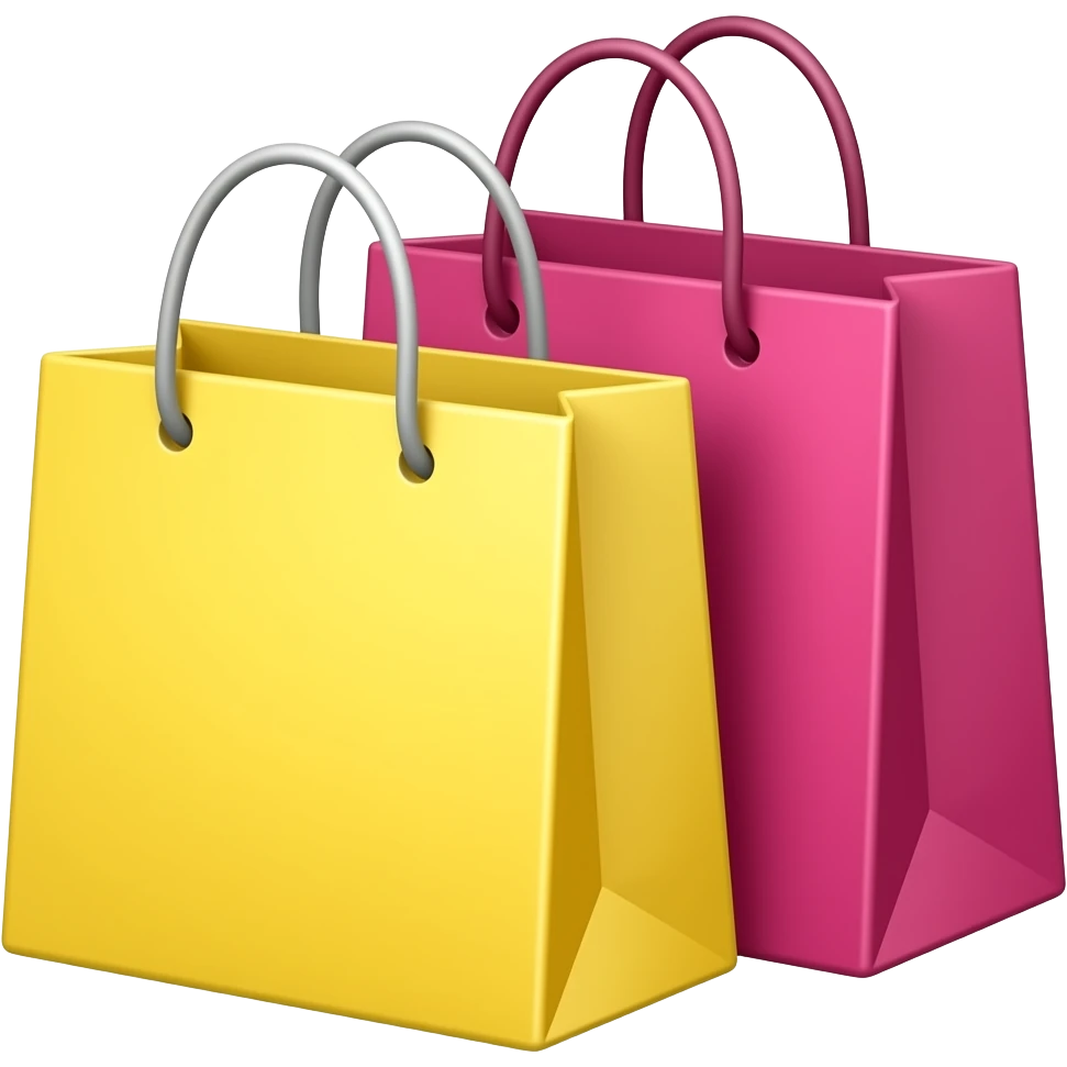 bolsas amarilla y fuscia de compras emoji