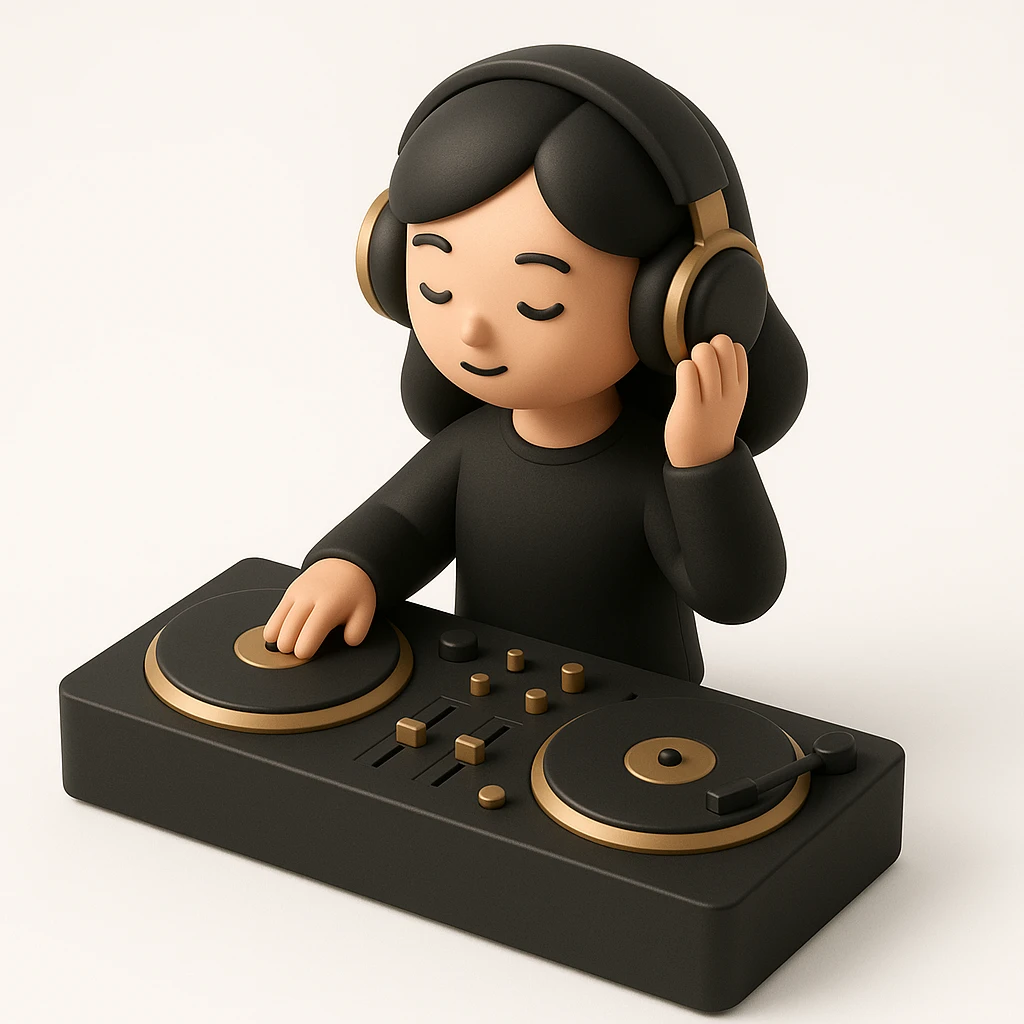 girl playing DJ set emoji