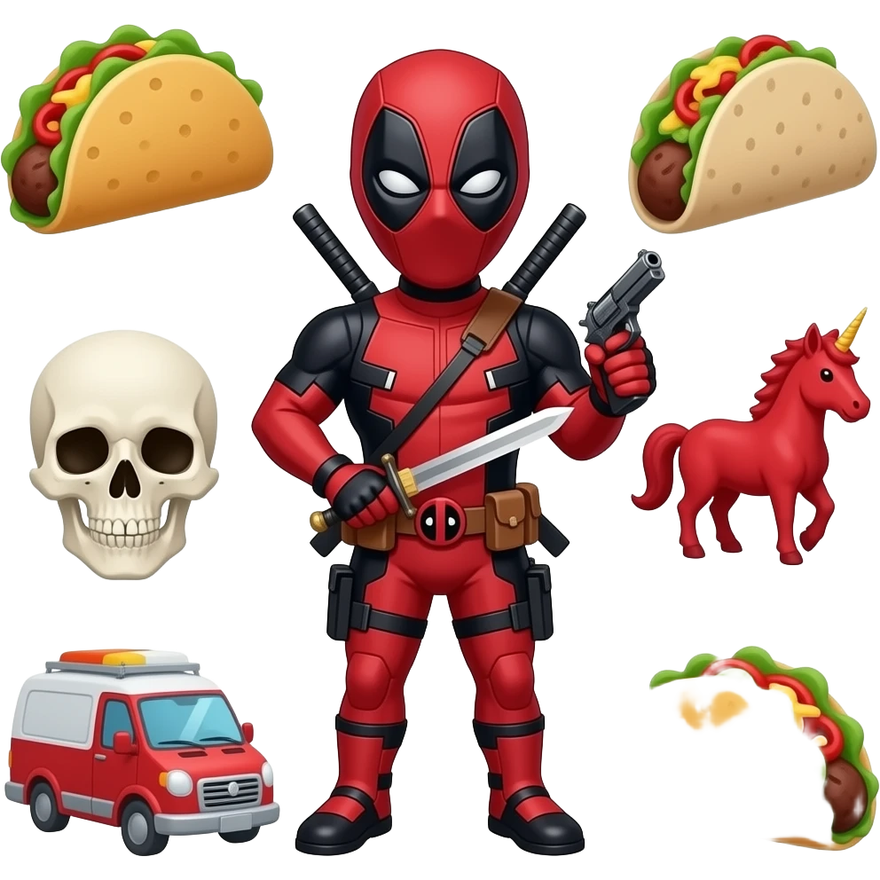 Deadpool⚔️ 🔫 💀. 🌮 🌯🚐 🔴🦄 🌯e. emoji