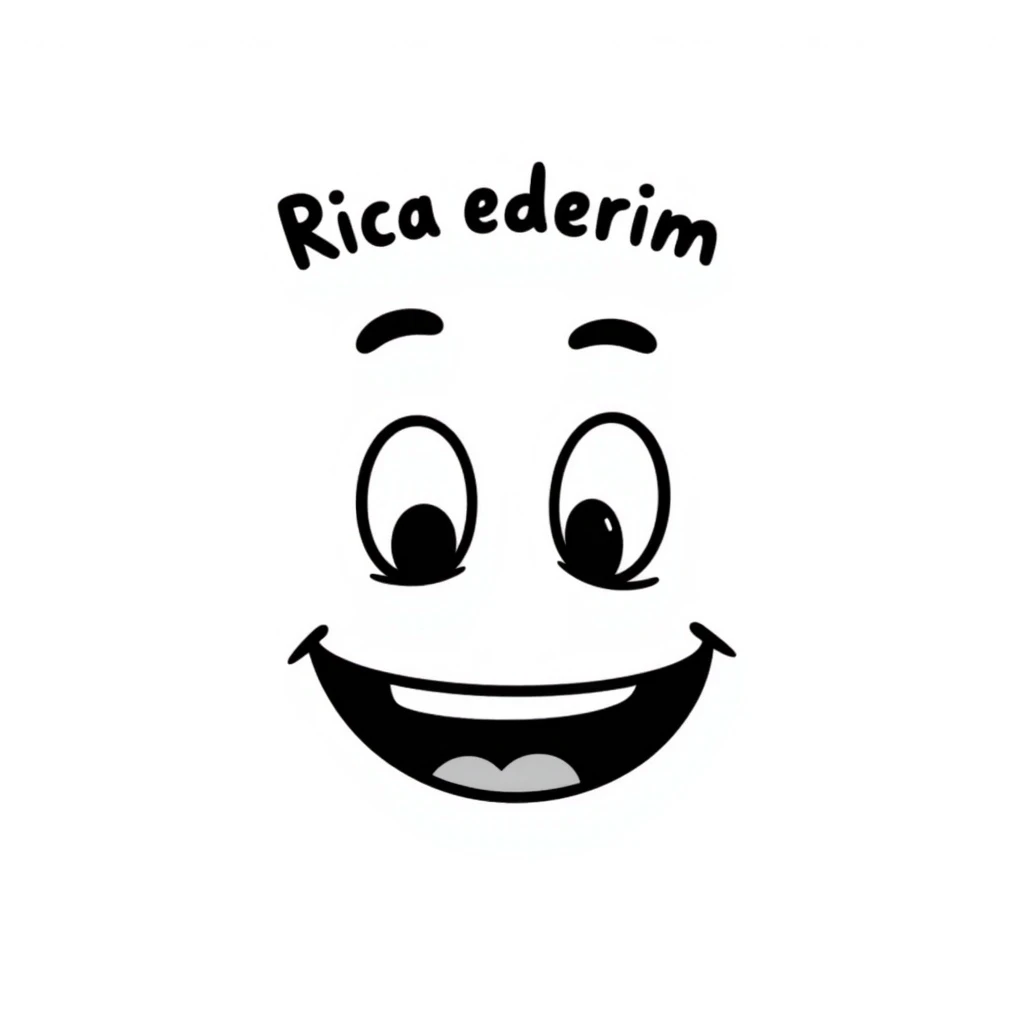 gülen yüzlü emoji with the text 'Rica ederim' in a warm and friendly style, legible text, cheerful expression emoji