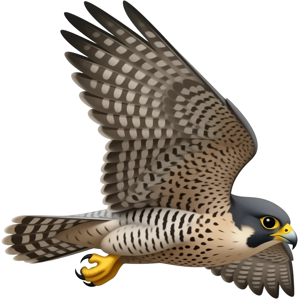 Falcon gliding, looking from behind. Hides the falcon's face. Illustration, abstract style emoji