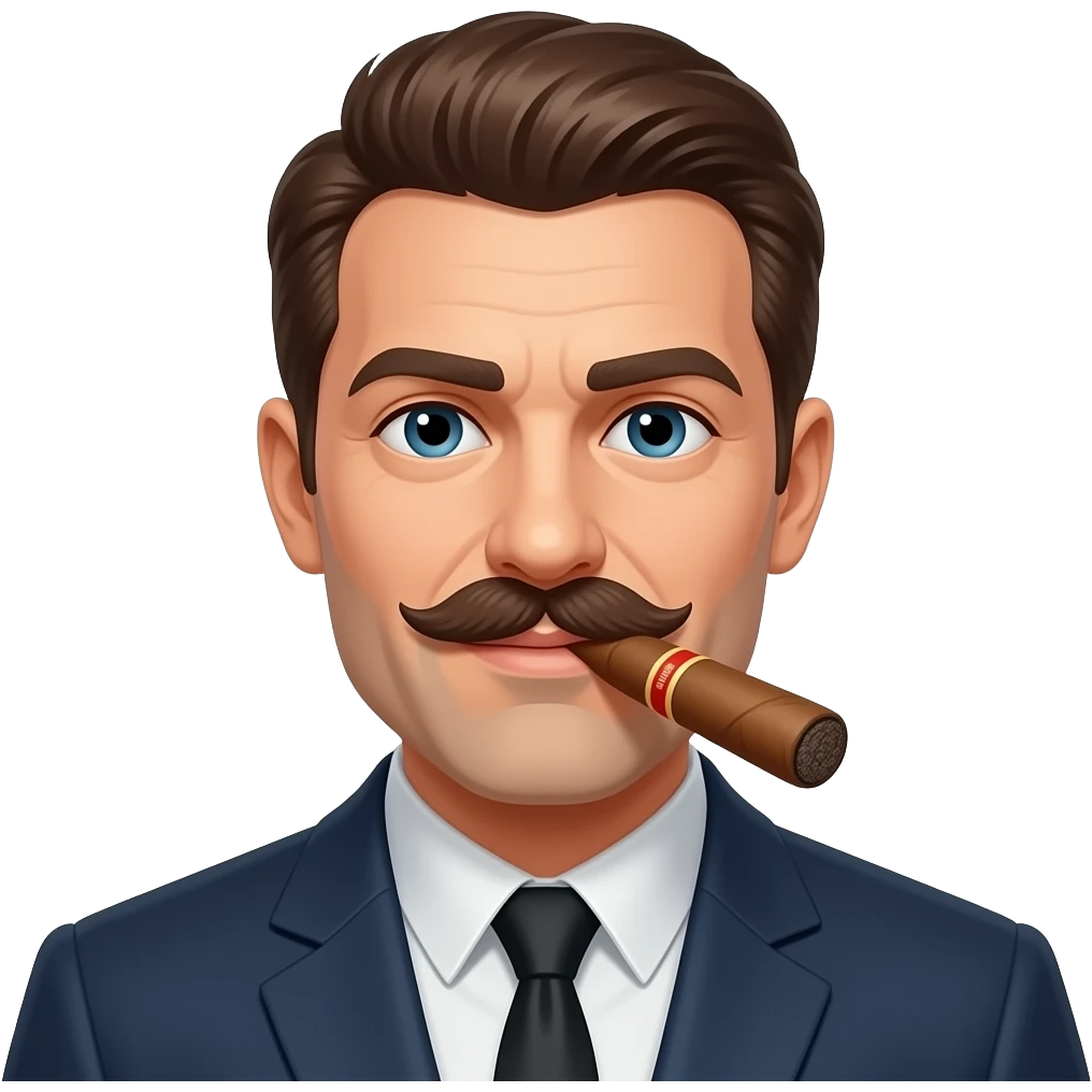 a man smoking  a cigar with a moustache emoji