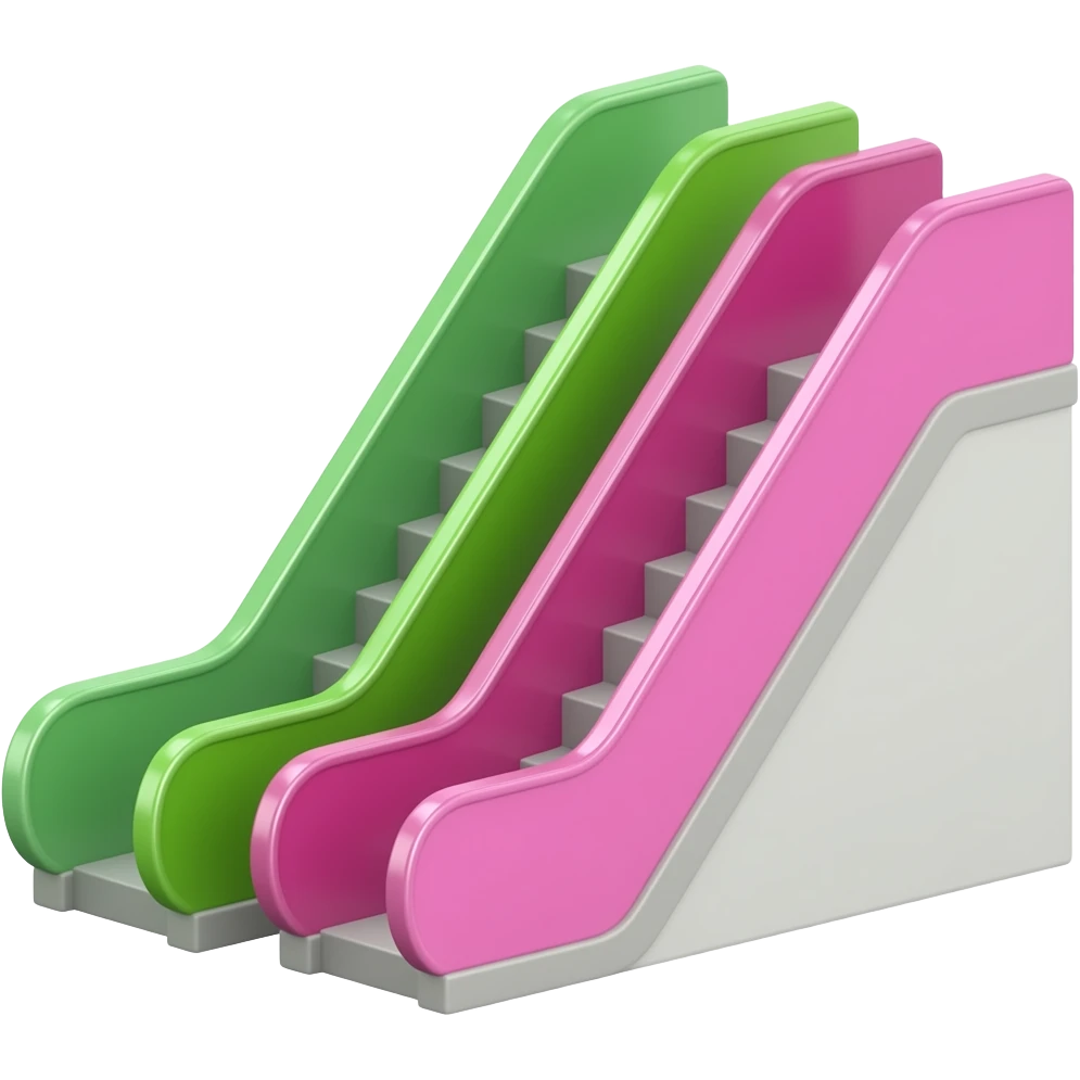 green pink Escalators, transparent background inspired by barbie colour pallete emoji