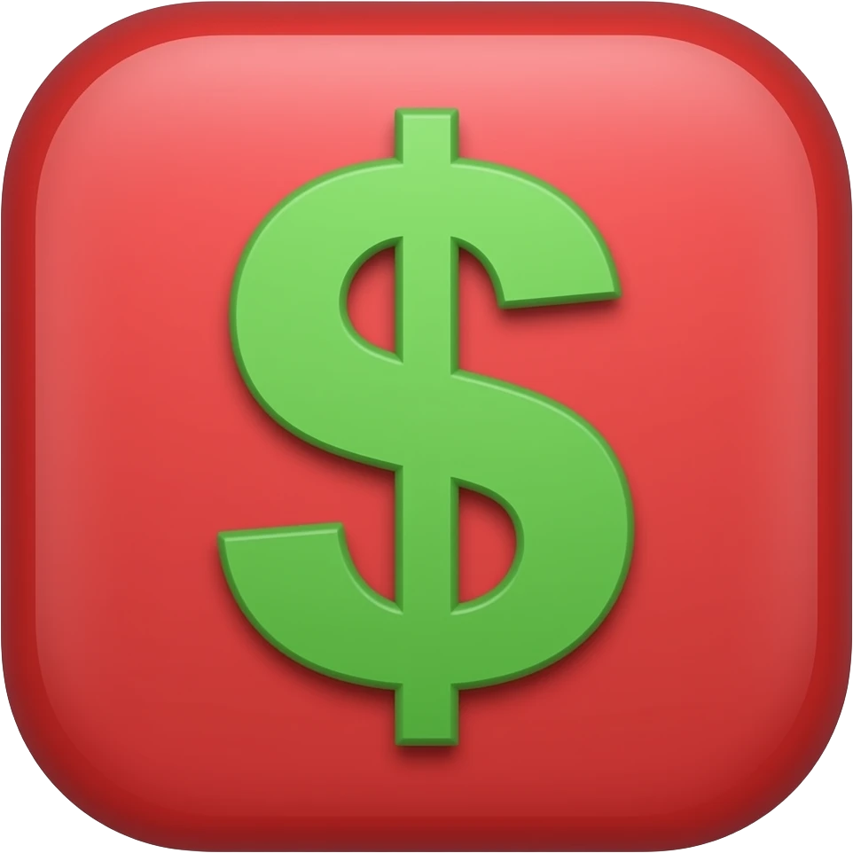 Signo de dinero verde, fondo rojo emoji