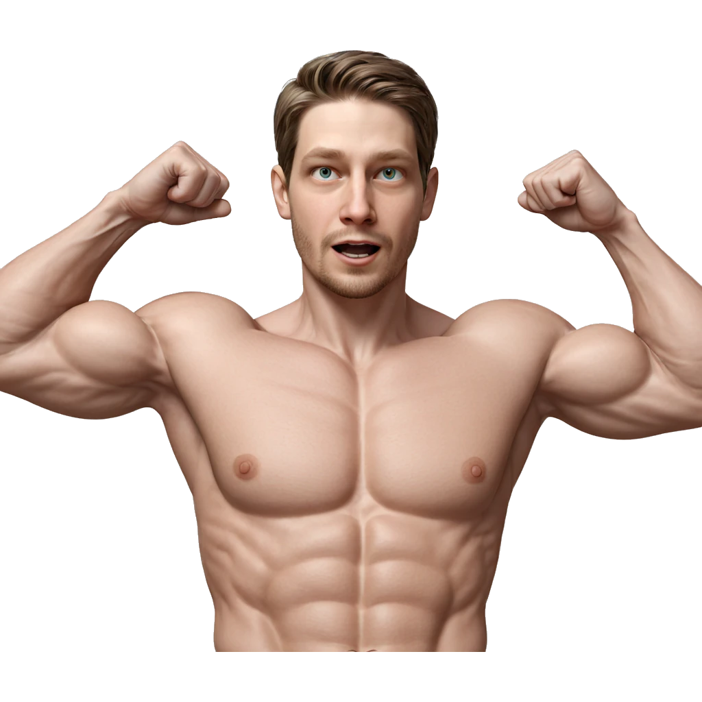 muscular male portrait flexing emoji