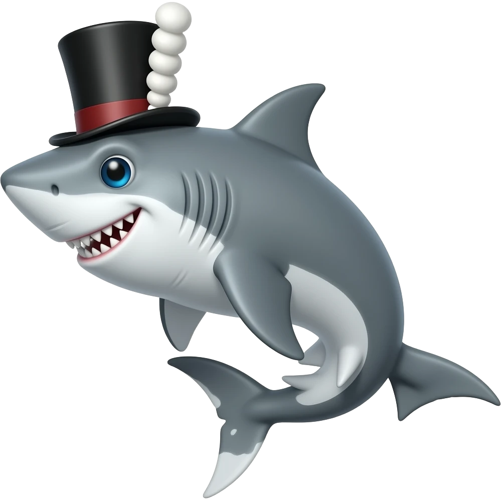Shark with a top hat emoji