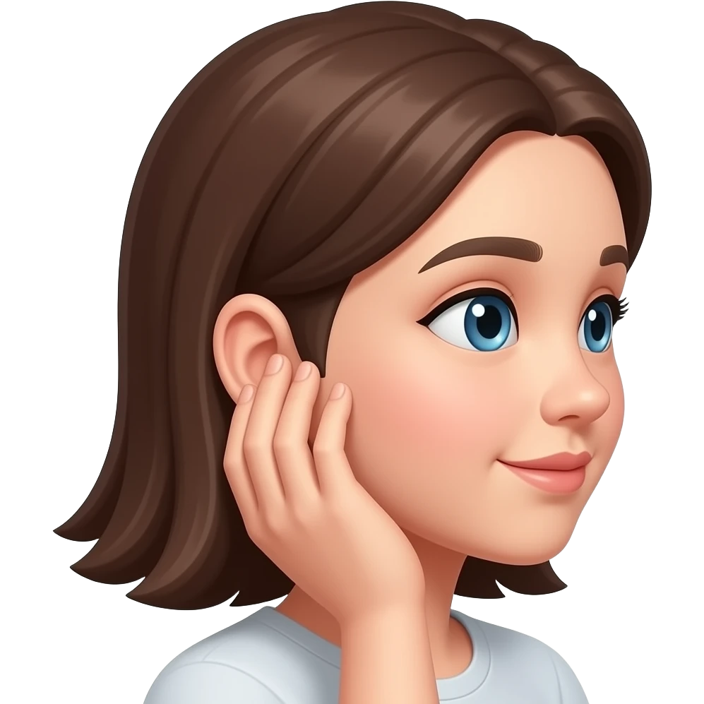 girl listening with her hand cupped to her ear, half side view emoji