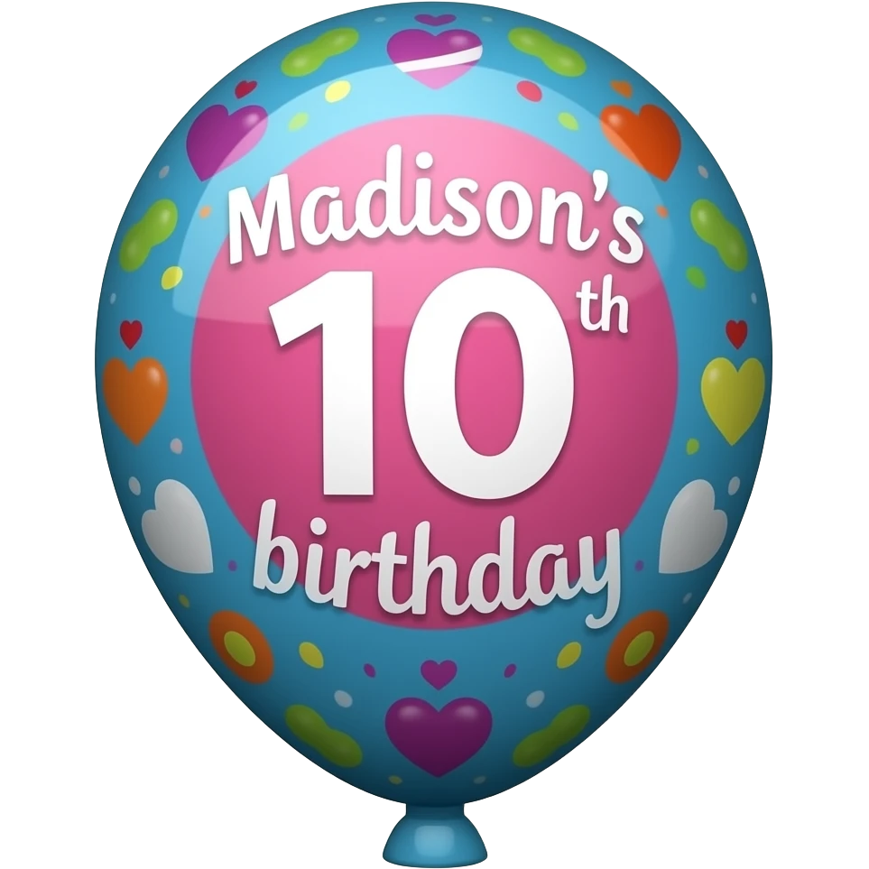 BIRTHDAY BALLOON MADISON'S 10TH BIRTHDAY PRINTED ON BALLOON emoji