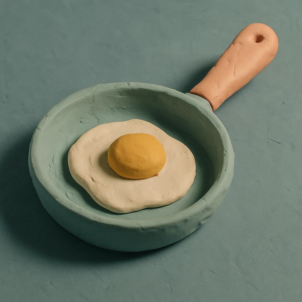 frying pan, soft pastel colors, 3d claymation style emoji