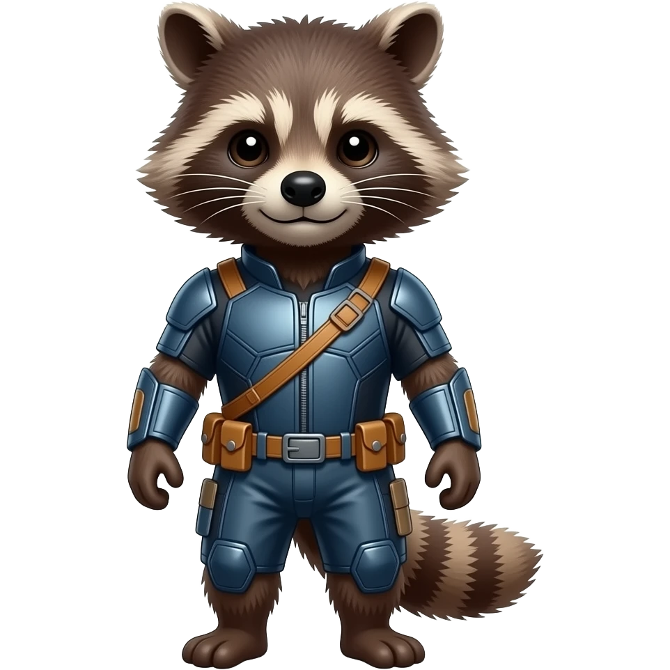 Create an emoji of rocket raccoon wearing his suit emoji