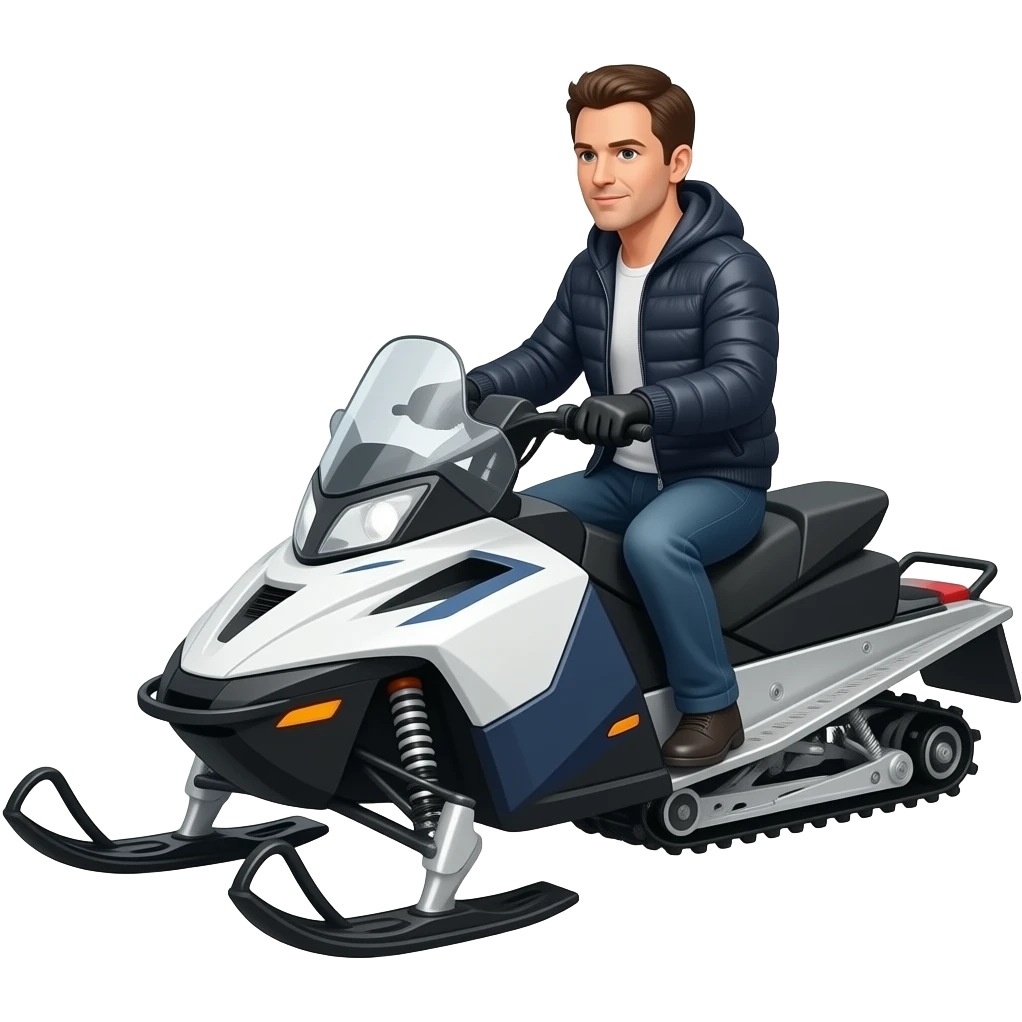 Ashton Kutcher riding a snowmobile emoji