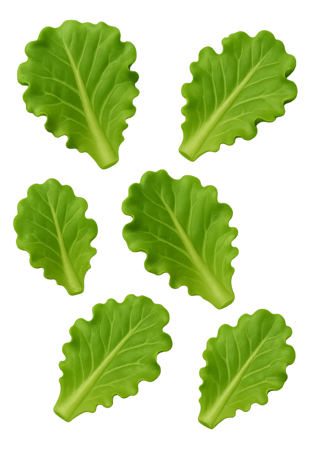 EMOJI STILE IPHONE DI FOGLIE DI INSALATA 3D CHE FLUTTUANO IN ARIA, IPERREALISTICO 4K emoji