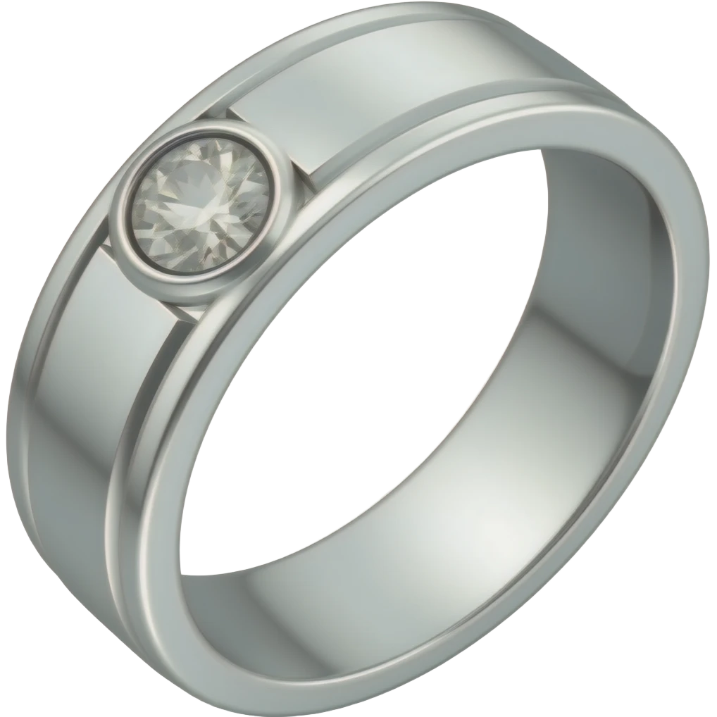 One silver wedding ring with a diamond emoji