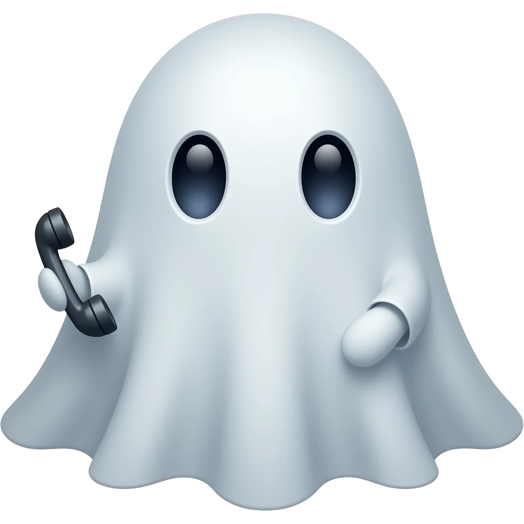 ghost with phone emoji