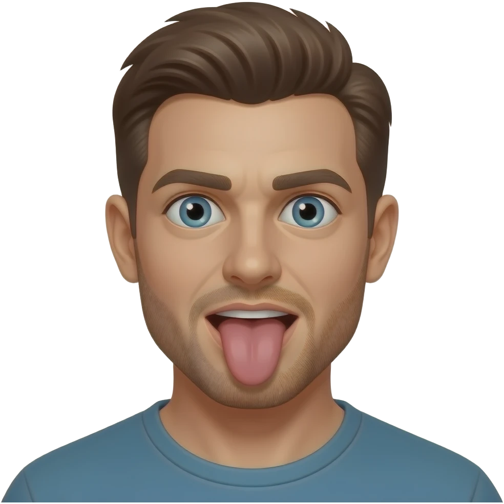 Man with spiral hypnosis eyes and tongue out emoji