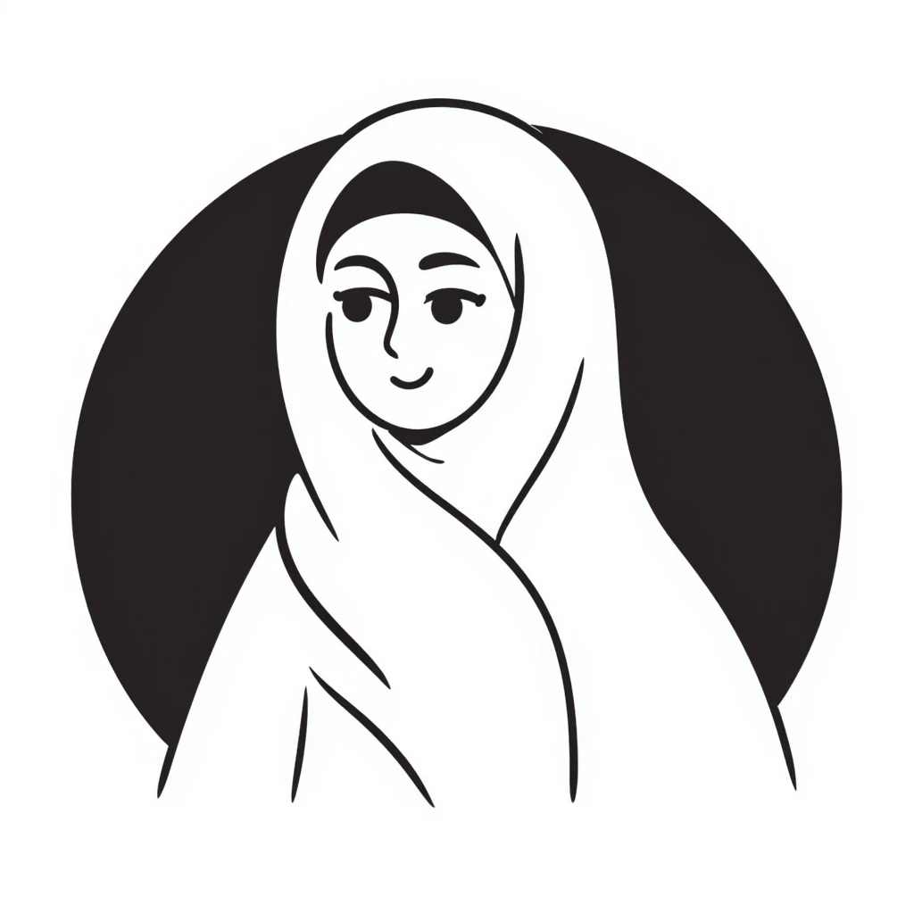 a hijabi, hand-drawn, soft lines emoji