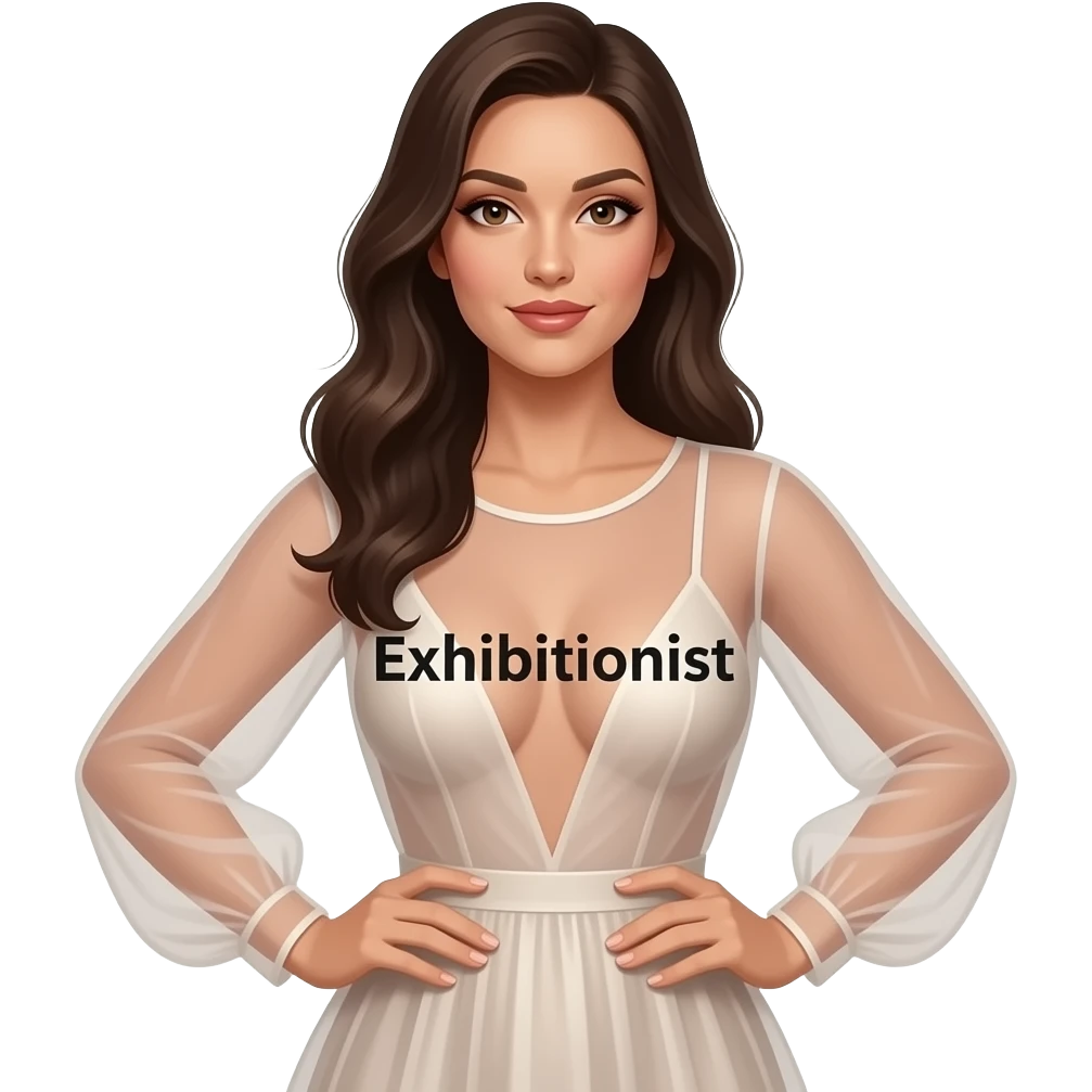 make a naughty sexual and seductive that just says the word "Exhibitionist" emoji
