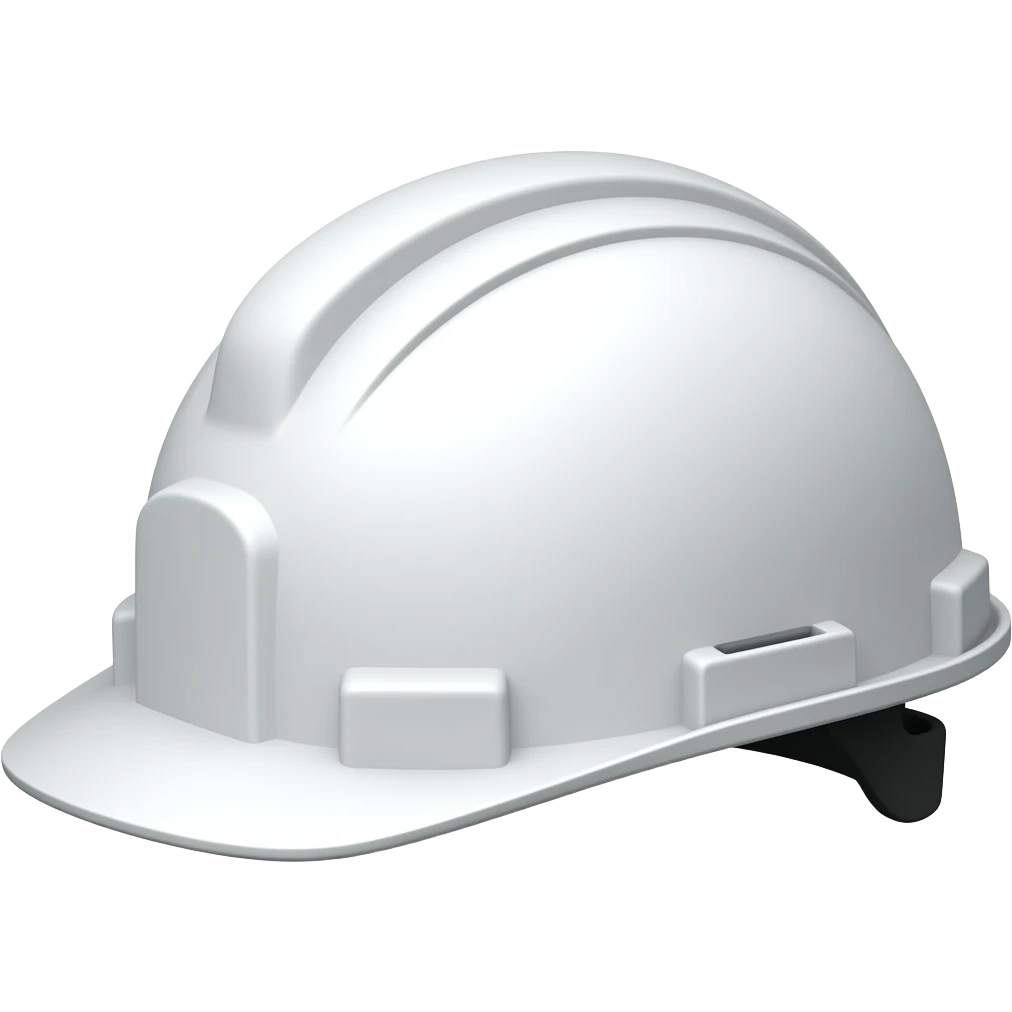 white construction safety helmet, sideways, plain middle emoji
