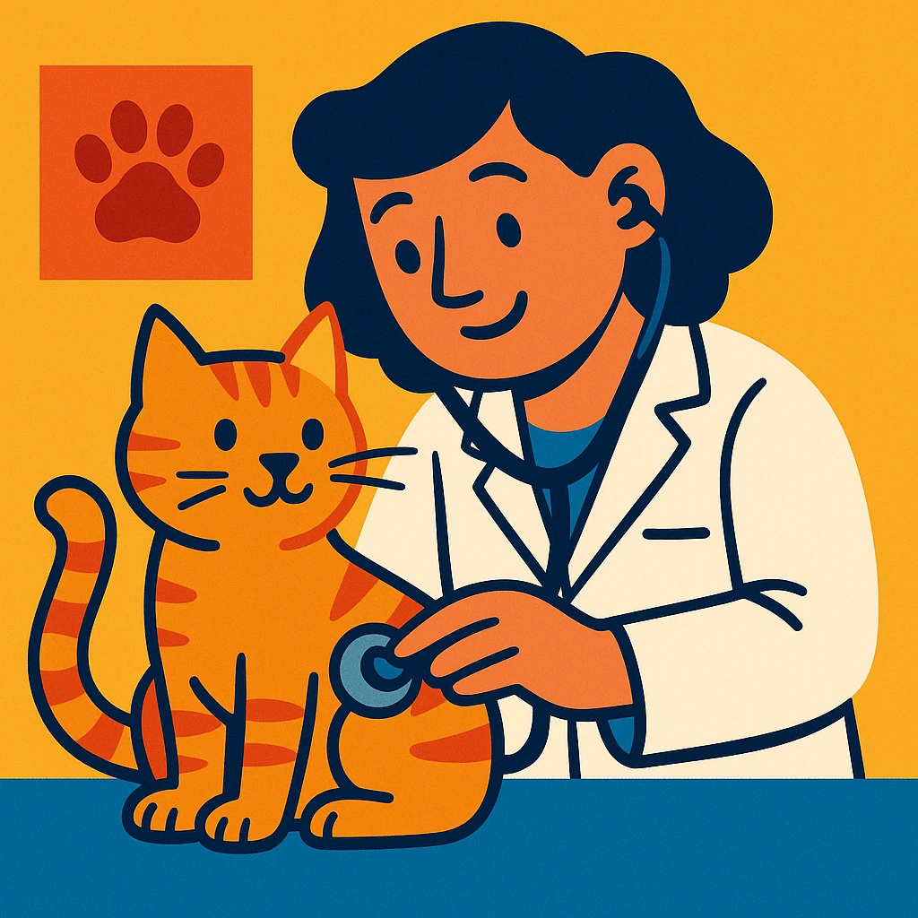 veterinarian examining a cat emoji