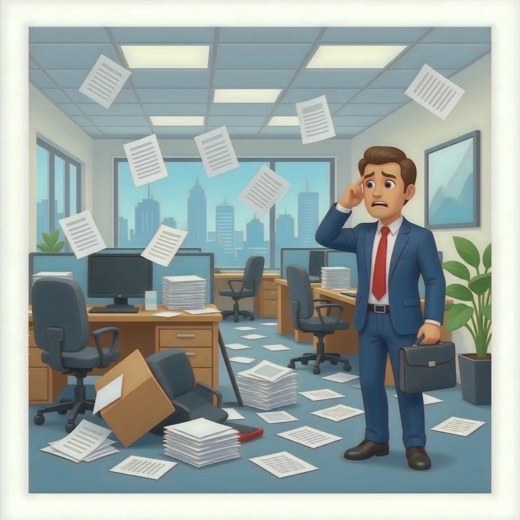 una imagen que respresente  la FALTA DE ESTRUCTURA en un negocio emoji