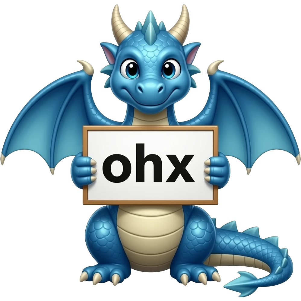 Blue dragon holding following text emoji