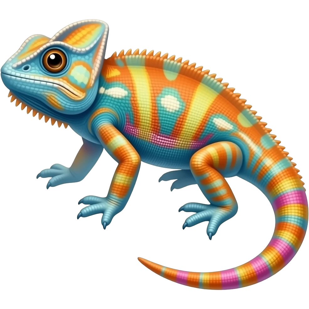 lizard colors blue orange and pink emoji