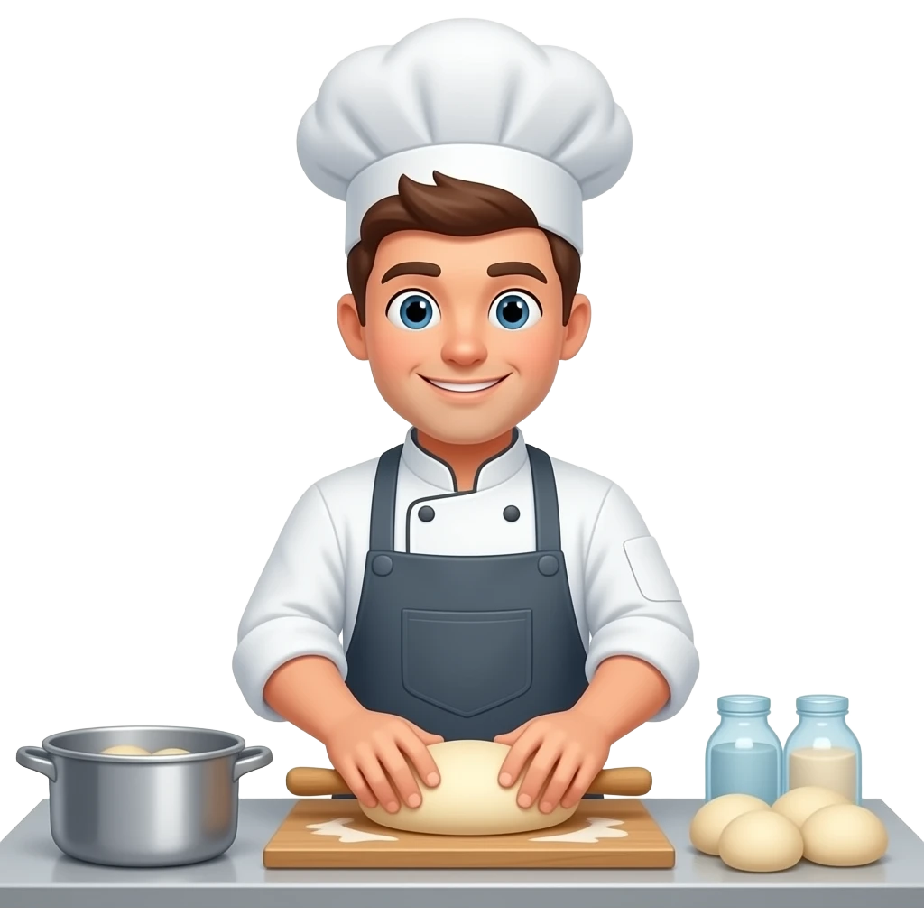 Gender neutral chef kneading dough emoji