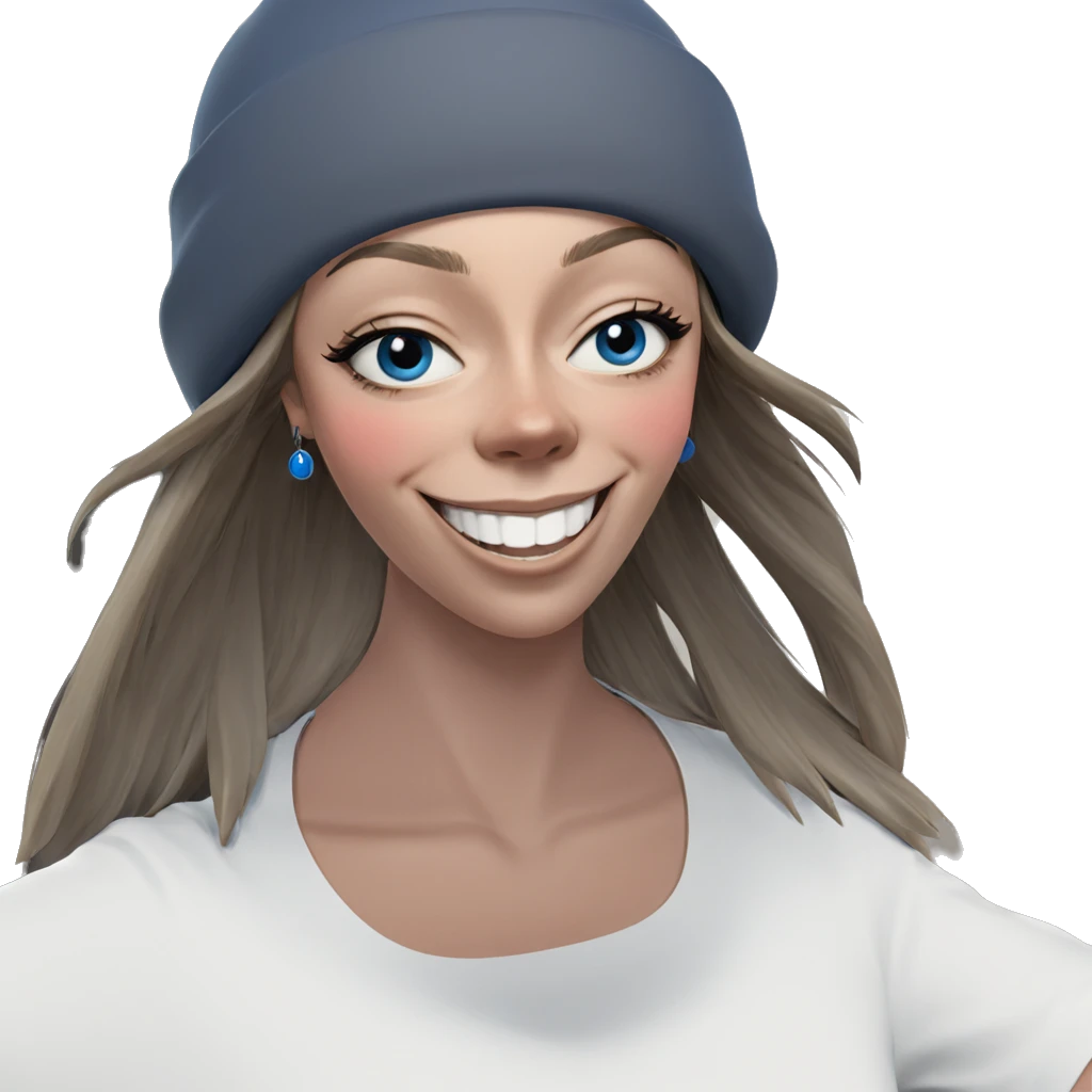 smiling girl in blue hat emoji