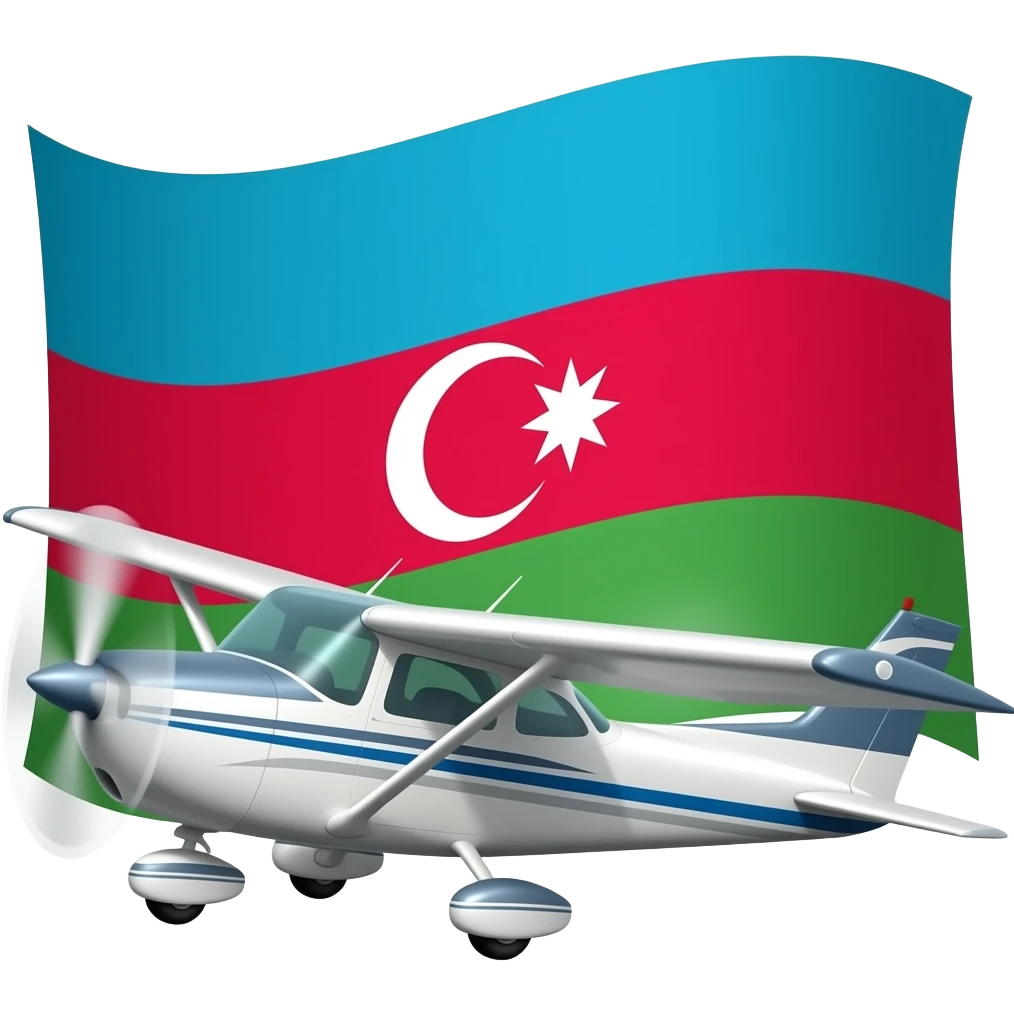 "A Cessna plane flying with the azerbaijan flag. Realistic emoji