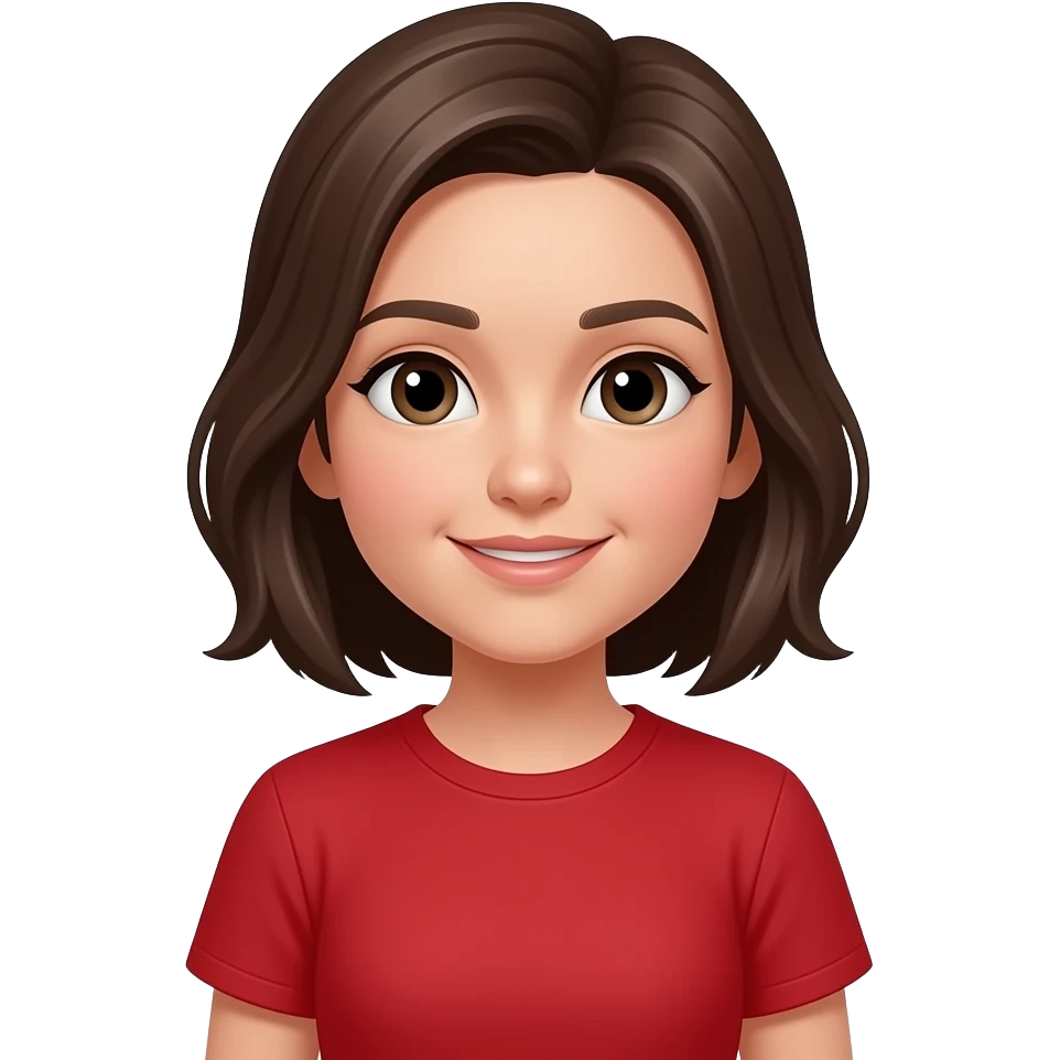 fond blanc + t shirt rouge pour cette image stp, garde l'avatar fille avec ces détails emoji